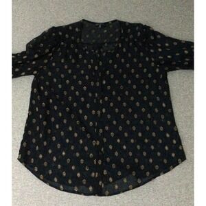 Democracy Navy Jacquard Top Size XL metallic